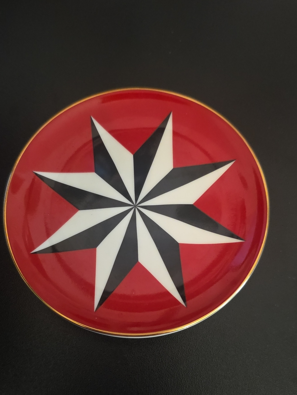 Jonathan Adler White Ceramic Plate with Black Logo